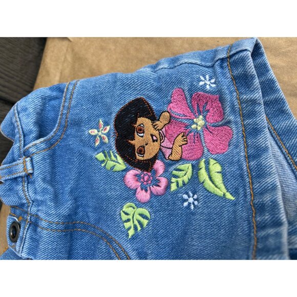 Dora The Explorer Girls Denim Shorts 2006 Floral Embroidery Nick Jr 2T Kids - Picture 2 of 6